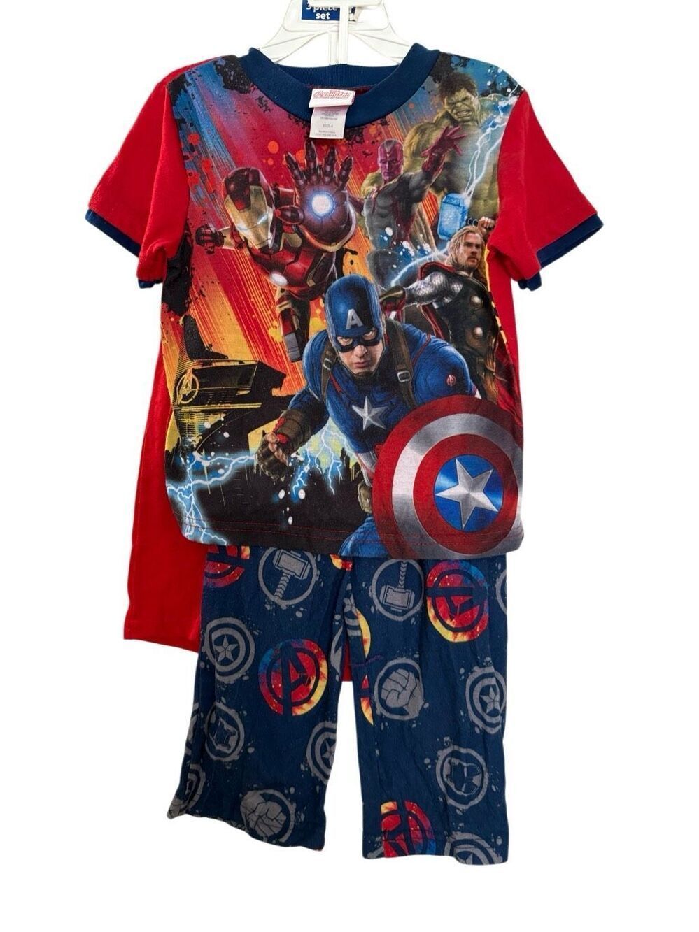 Marvel Avengers Boys 3 Piece Pajama Set Captain America Iron Man Hulk Size 4